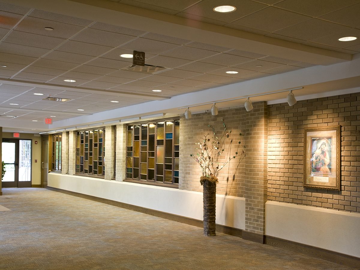 Former exterior colored glass windows