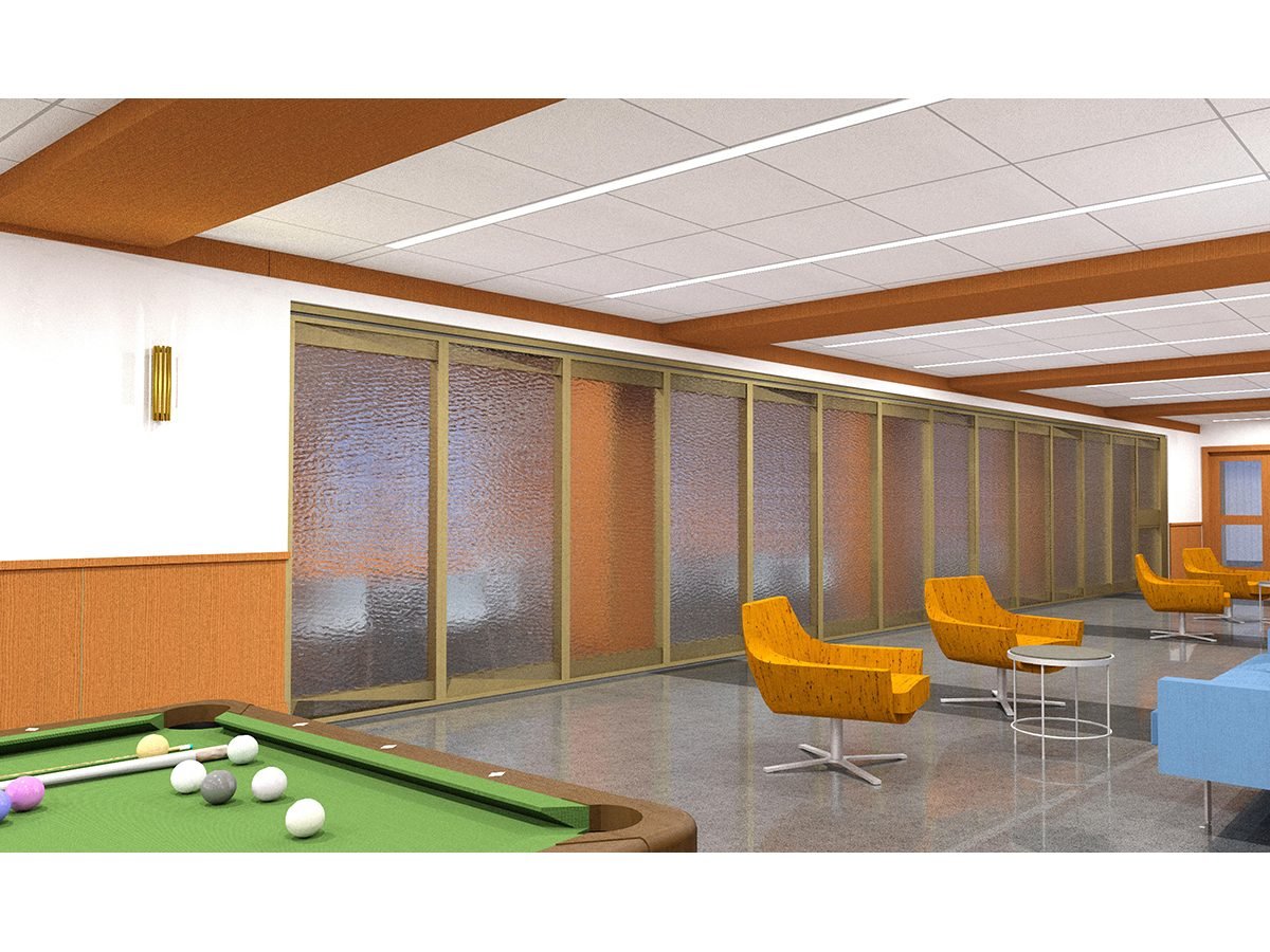 View with sliding partition closed